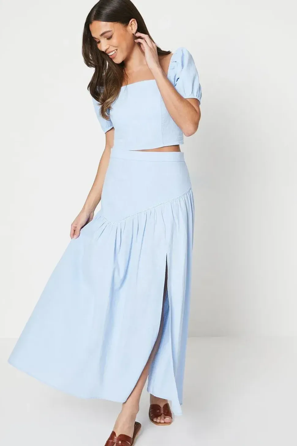 Petite Trim Insert Cotton Maxi Skirt