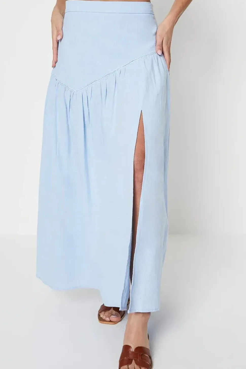 Petite Trim Insert Cotton Maxi Skirt