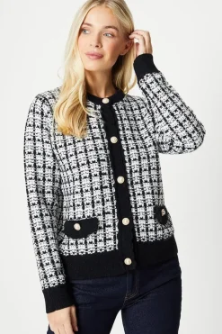 Petite Tweed Button Front Cardigan