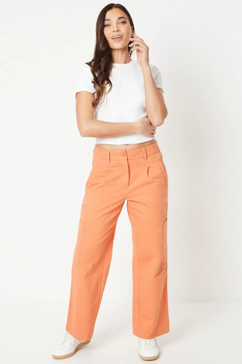 Petite Twill Cargo Pocket Detail Trouser