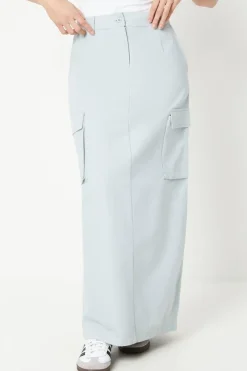 Petite Twill Cargo Split Front Maxi Skirt