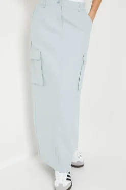 Petite Twill Cargo Split Front Maxi Skirt