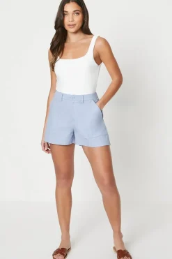 Petite Twill Contrast Stitch Shorts