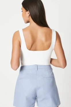 Petite Twill Contrast Stitch Shorts