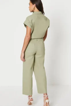 Petite Twill Front Seam Straight Leg Trousers