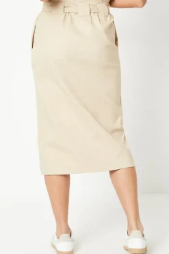 Petite Twill Paperbag Midi Skirt