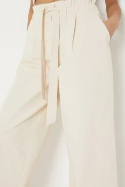 Petite Twill Paperbag Straight Leg Trouser