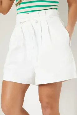 Petite Twill Paperbag Tab Detail Shorts