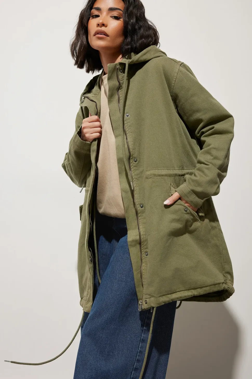 Petite Twill Parka Coat
