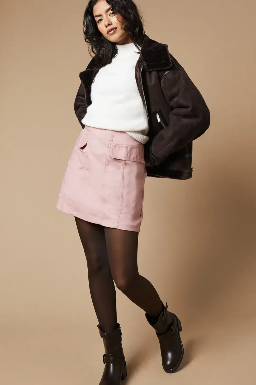 Petite Twill Pocket Mini Skirt