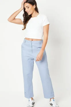 Petite Twill Tab Detail Trouser