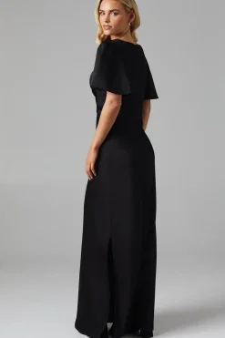 Petite Twist Front Angel Sleeve Maxi Bridesmaids Dress