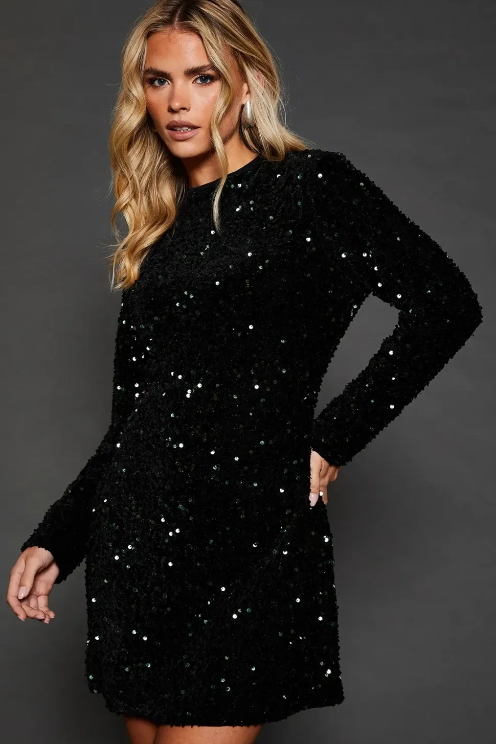 Petite Velvet Sequin Mini Dress