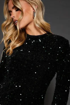 Petite Velvet Sequin Mini Dress