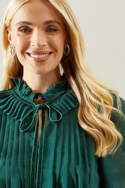 Petite Velvet Trim Georgette Blouse