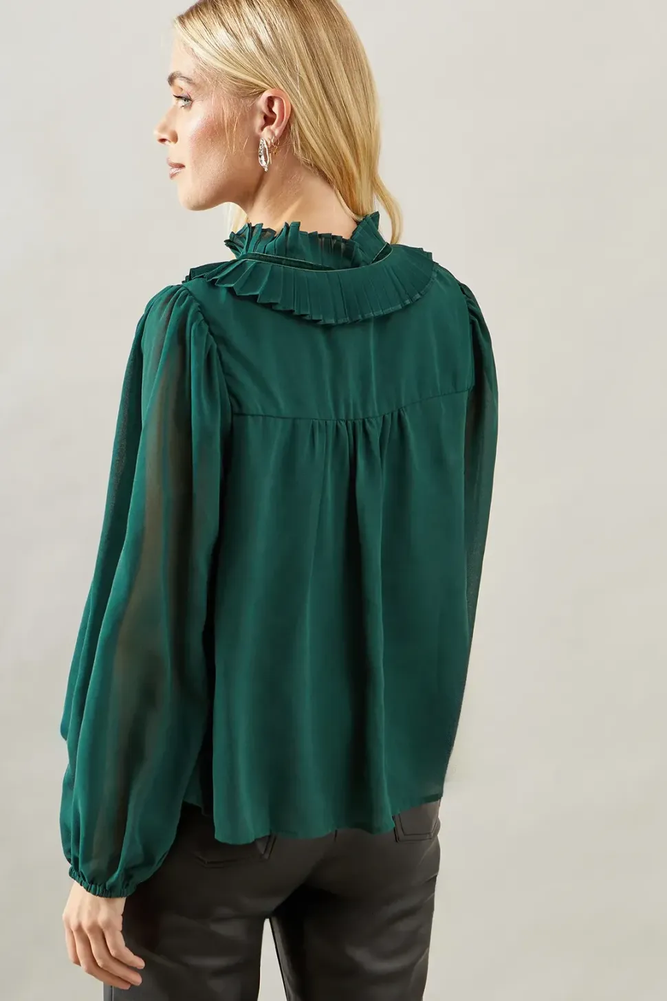 Petite Velvet Trim Georgette Blouse