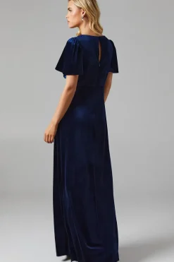 Petite Velvet Twist Front Bridesmaids Midaxi Dress