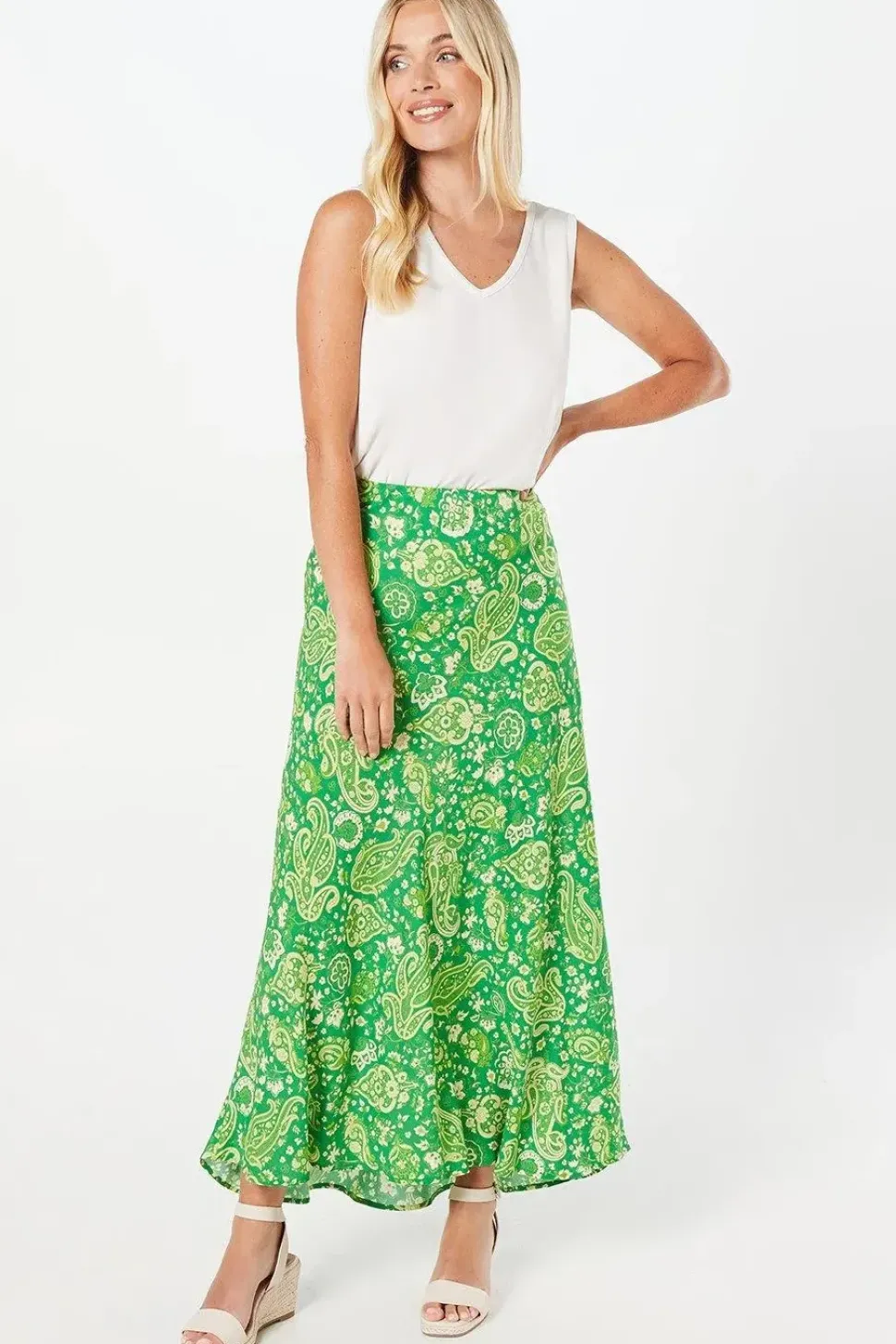 Petite Viscose Bias Midi Skirt