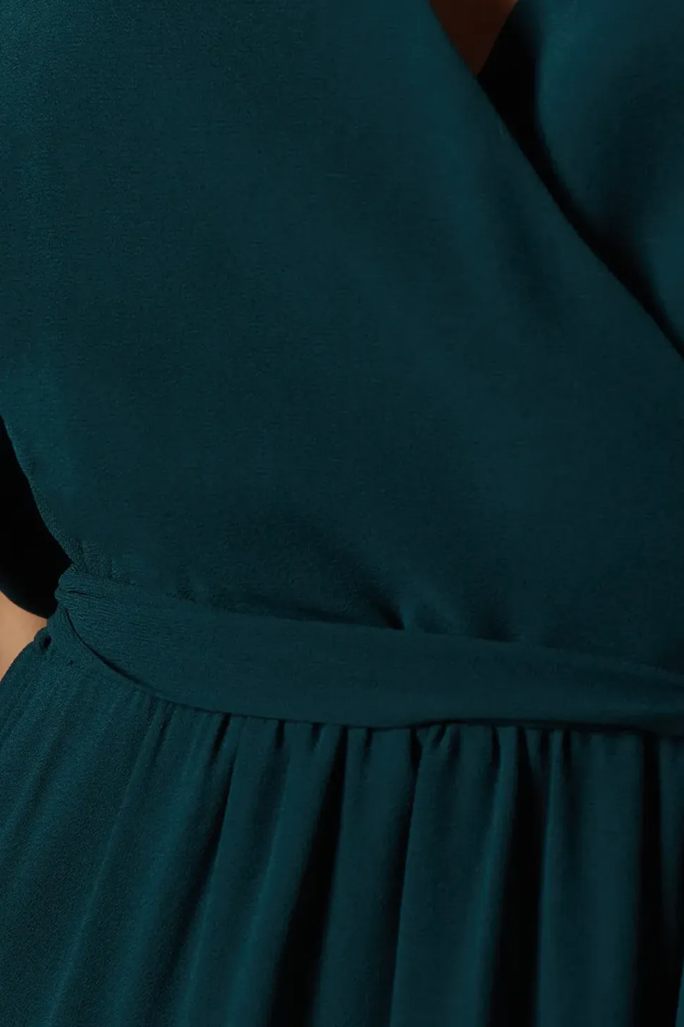 Petite V Neck Puff Sleeve Tiered Georgette Bridesmaids Dress