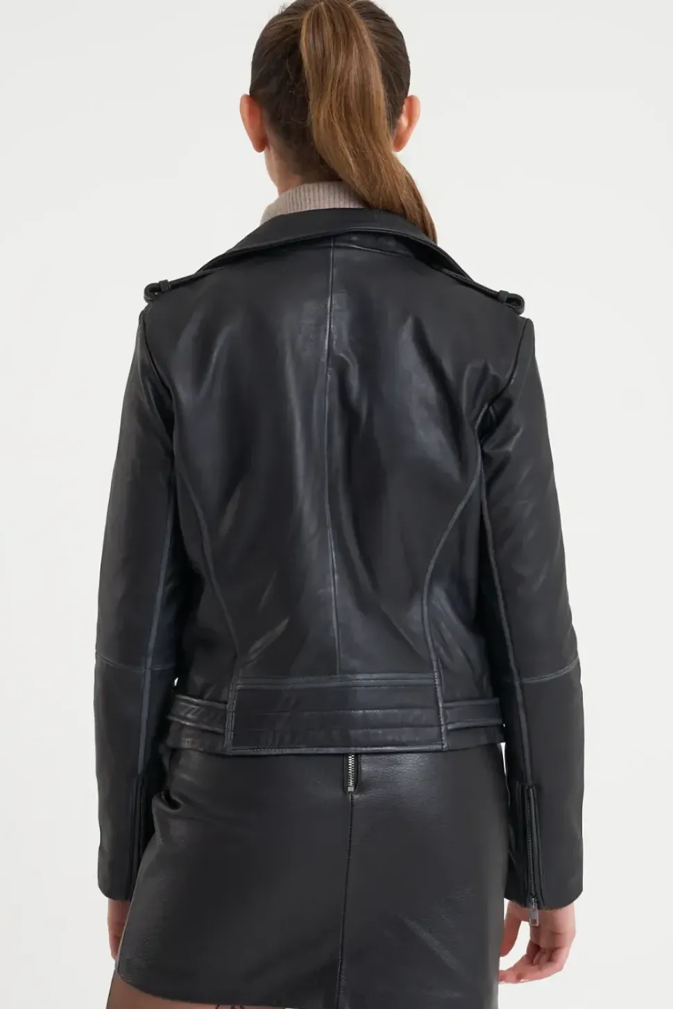 Petite Washed Leather Biker