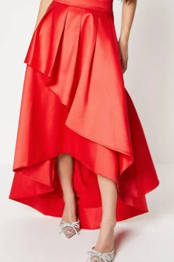 Petite Waterfall Front Twill Maxi Skirt