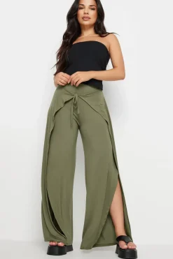 Petite Wide Leg Wrap Trousers