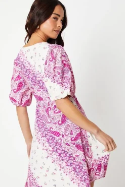 Petite Wrap Puff Sleeve Mini Dress