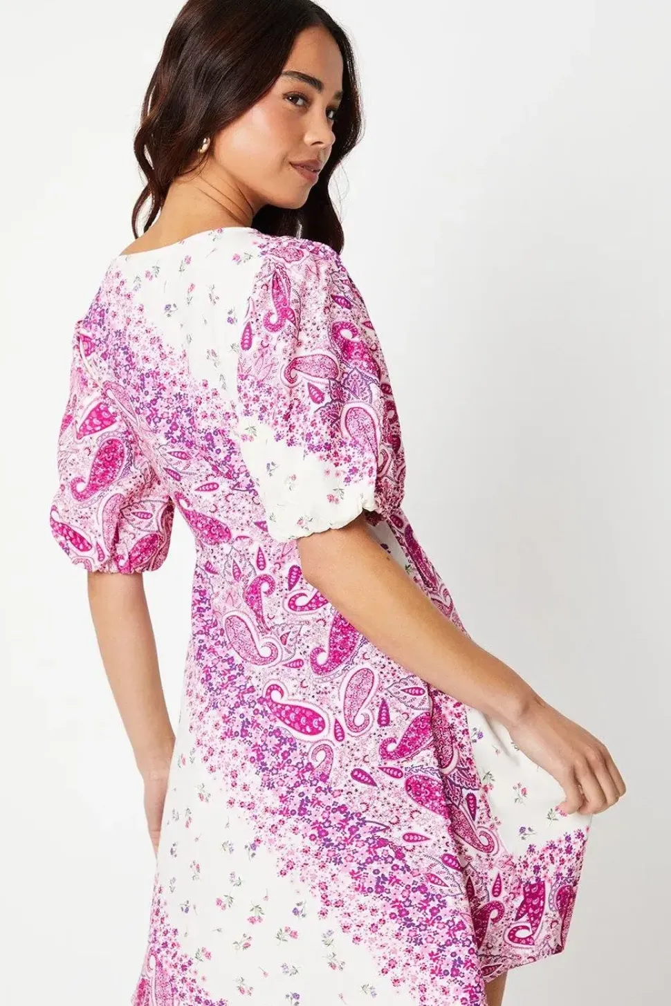 Petite Wrap Puff Sleeve Mini Dress