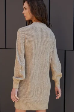Petite 'Adeline' V Neck Knitted Jumper Dress