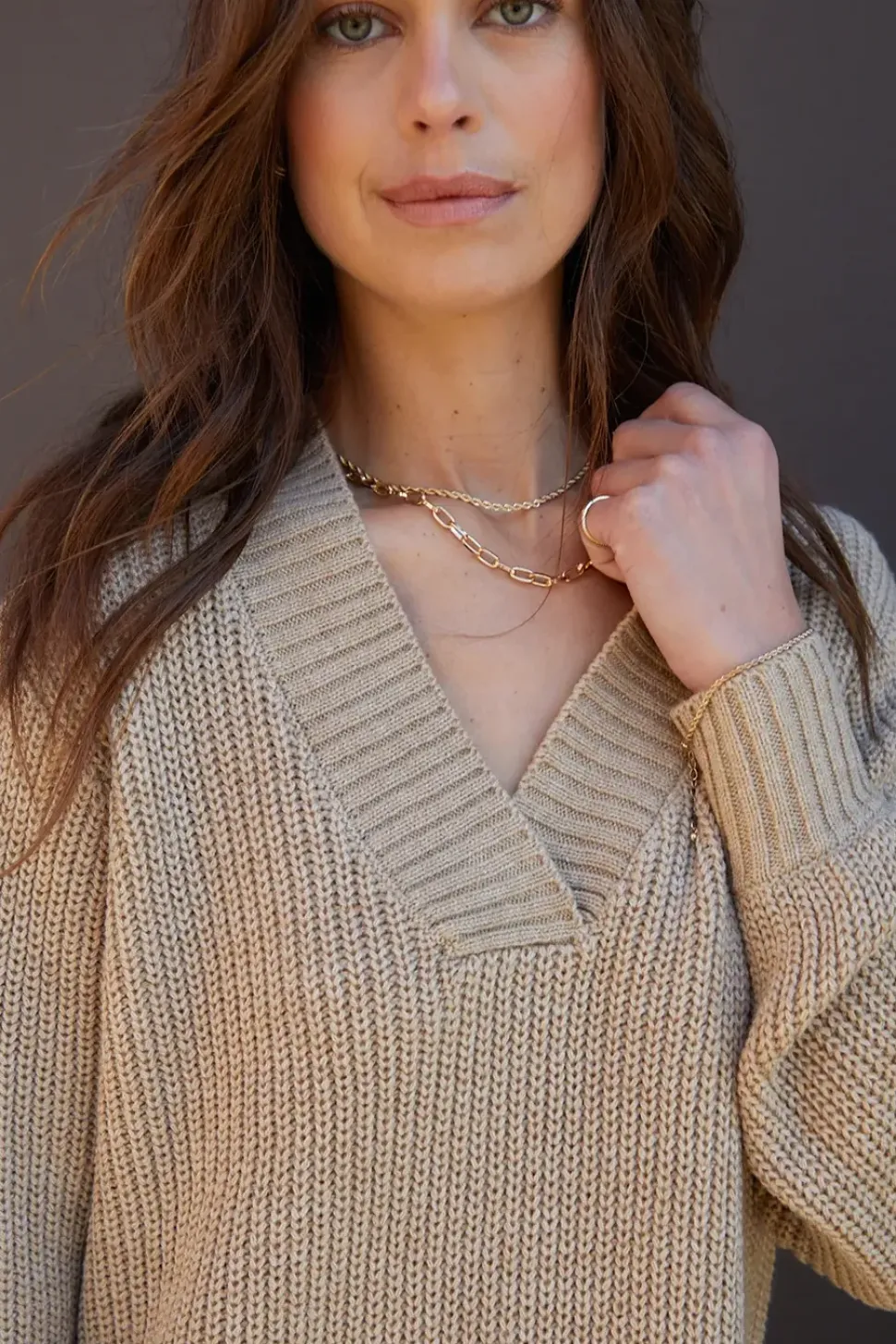 Petite 'Adeline' V Neck Knitted Jumper Dress