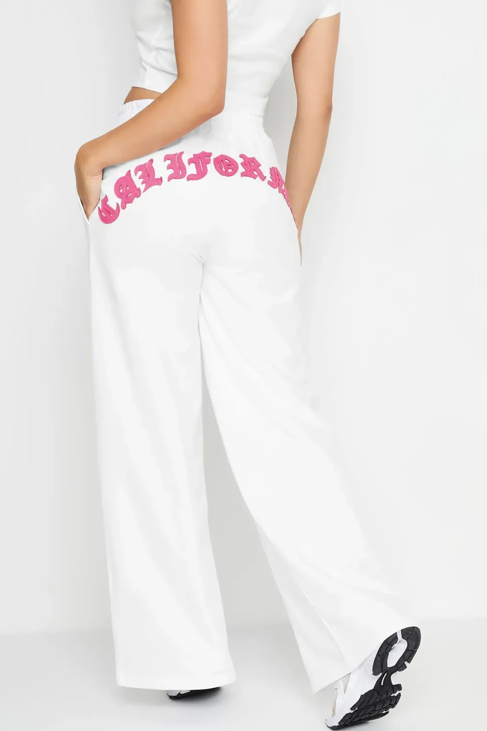 Petite 'California' Slogan Wide Leg Joggers
