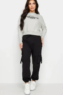 Petite 'Worldwide Vibes' Slogan Cropped Sweatshirt
