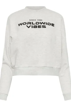 Petite 'Worldwide Vibes' Slogan Cropped Sweatshirt