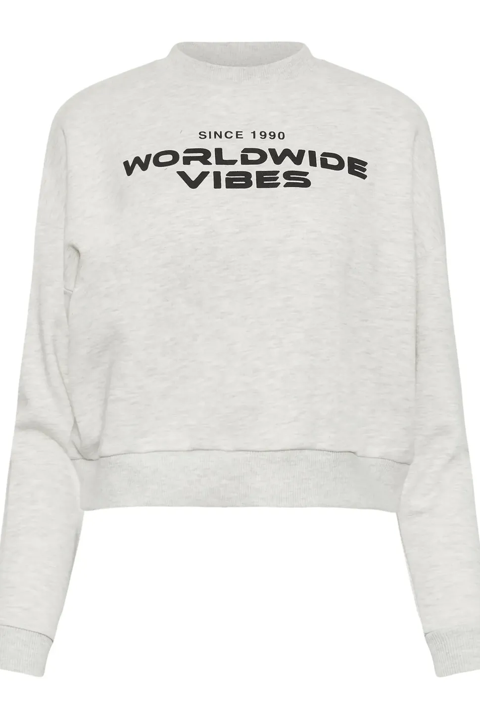Petite 'Worldwide Vibes' Slogan Cropped Sweatshirt