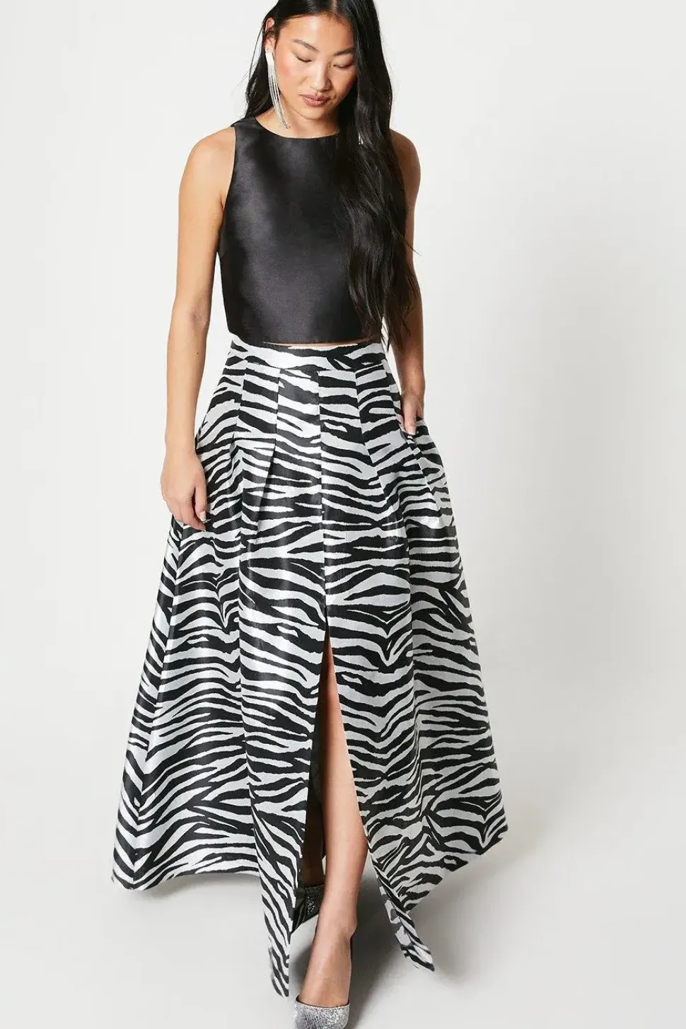 Petite Zebra Jacquard Maxi Skirt