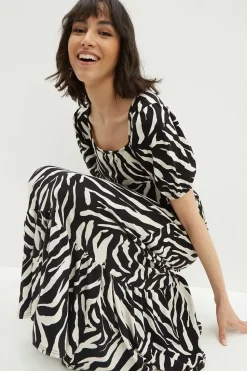 Petite Zebra Tie Back Midi Dress
