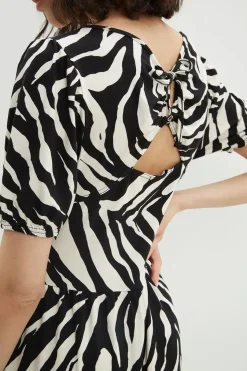 Petite Zebra Tie Back Midi Dress