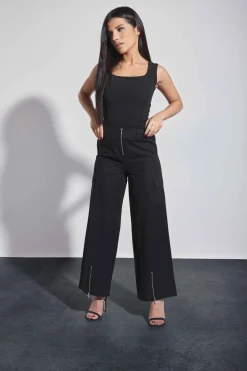 Petite Zip Detail Cargo Trousers