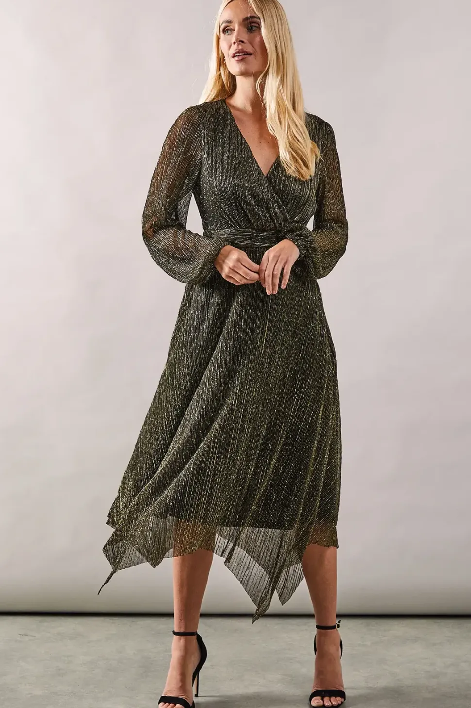 Pettie Occasion Plisse Wrap Midi Dress