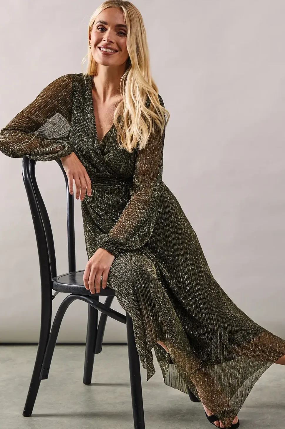 Pettie Occasion Plisse Wrap Midi Dress