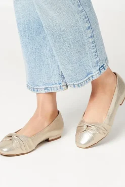 Petunia Wide Fit Twist Knot Front Soft Sqaure Toe Flat Shoe