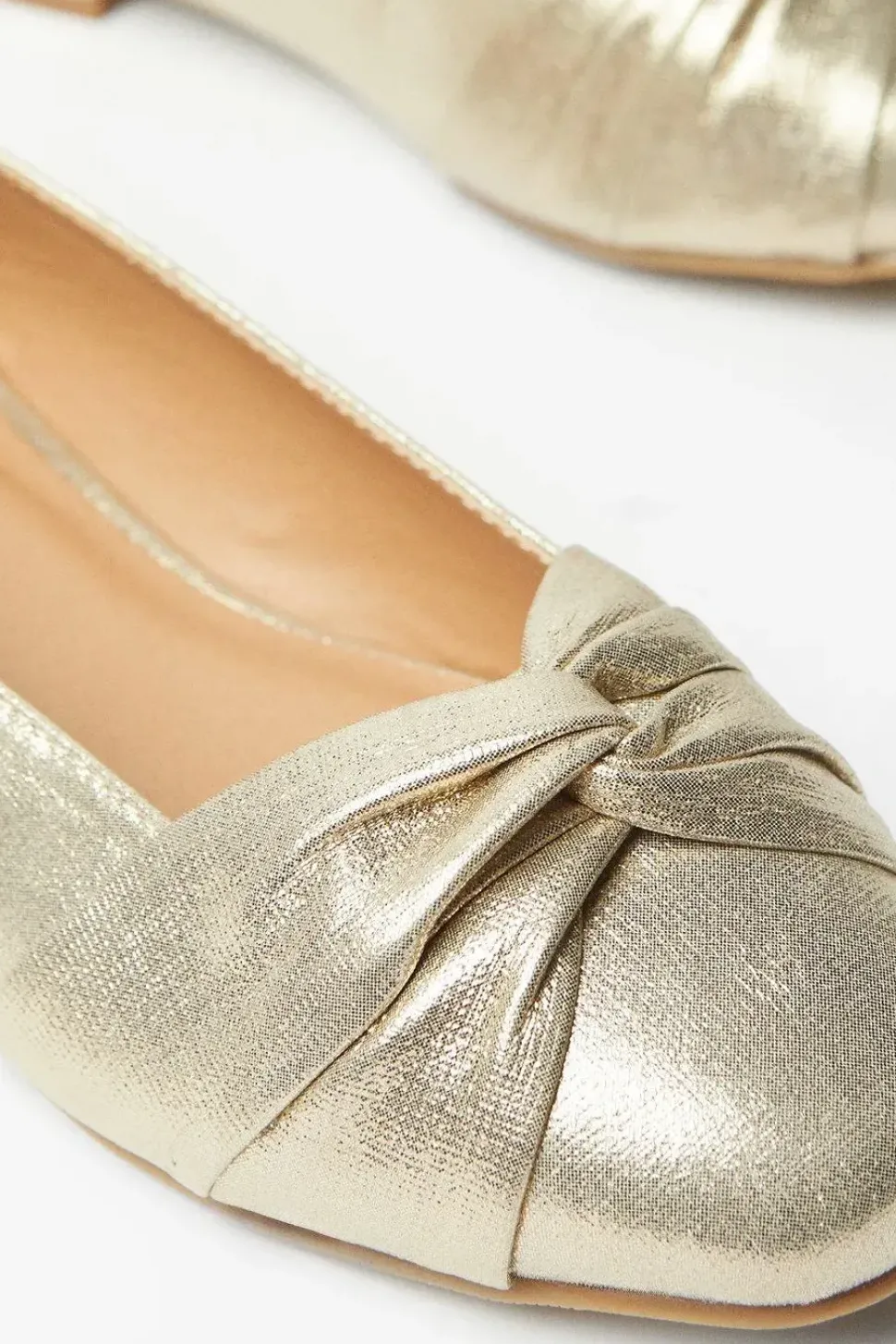 Petunia Wide Fit Twist Knot Front Soft Sqaure Toe Flat Shoe