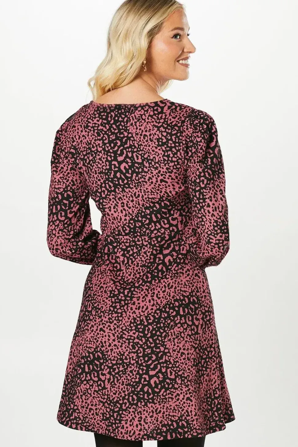 Pink Animal V Neck Mini Dress