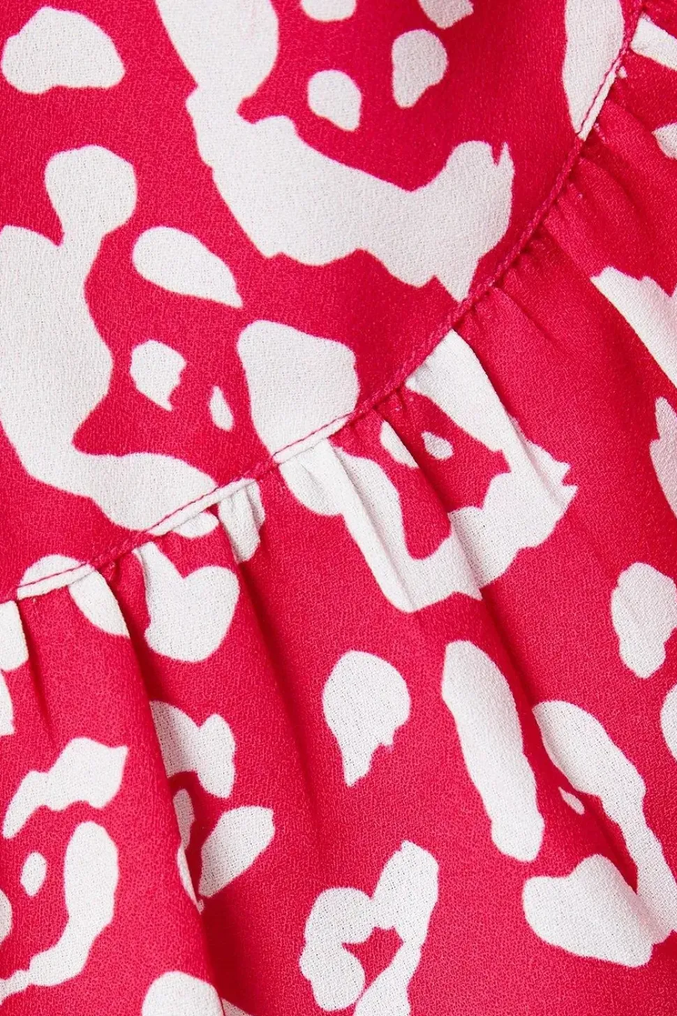 Pink Animal Wrap Tie Side Ruffle Hem Mini Dress