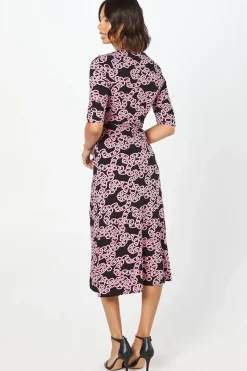 Pink Chain Wrap Midi Dress