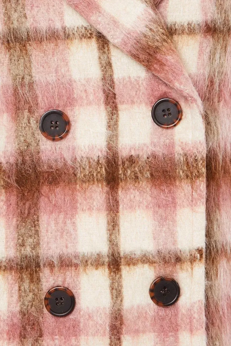 Pink Check Wool Look Midi Coat