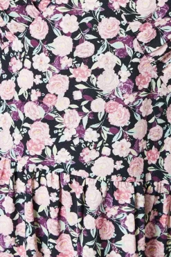 Pink Ditsy Angel Sleeve Mini Dress