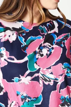 Pink Floral Shirred Cuff Top