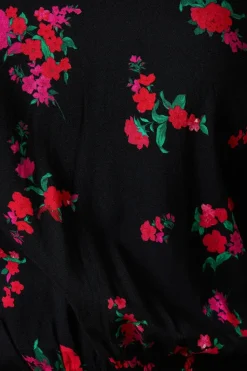 Pink Floral Shirred Hem Top