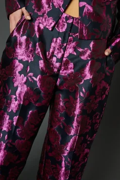 Pink Jacquard Straight Leg Trouser